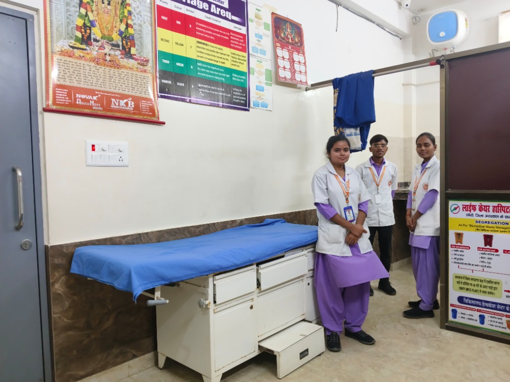 Triage Area Nursing Staff Examination Table Life Care Hospital Sonbhadra